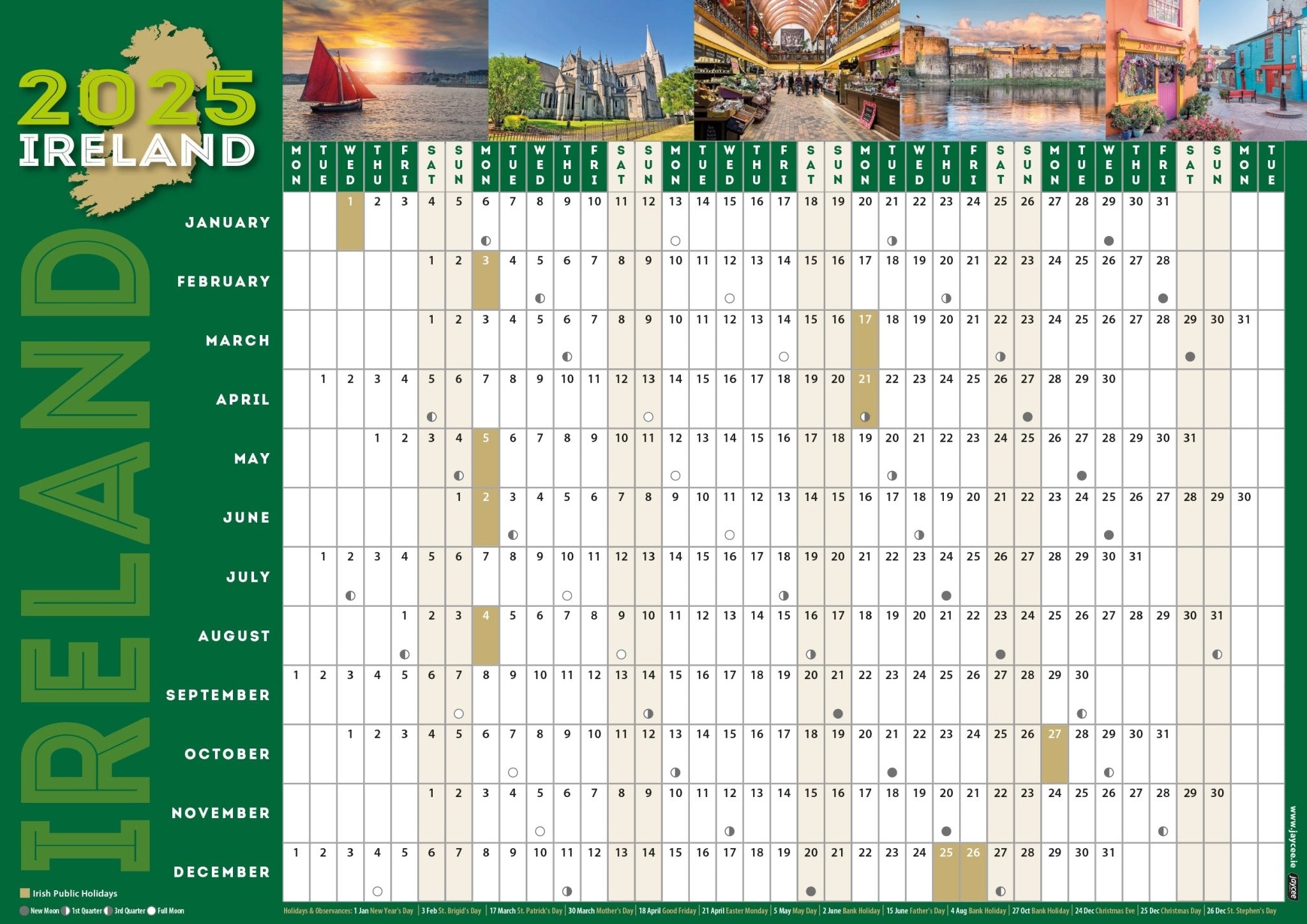 Ireland 2025 Wall Planner - Jaycee