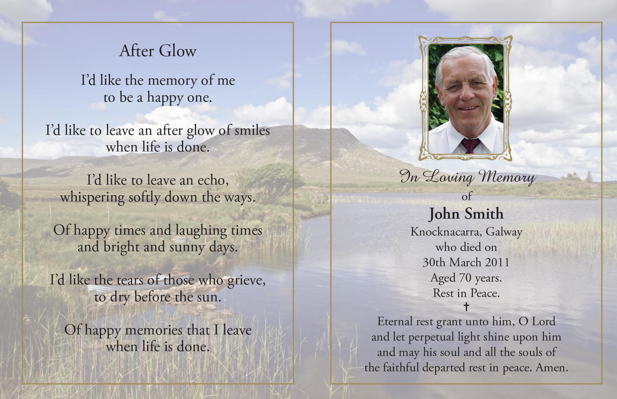 Leading Print Shop Galway - Memorial Card - Jaycee