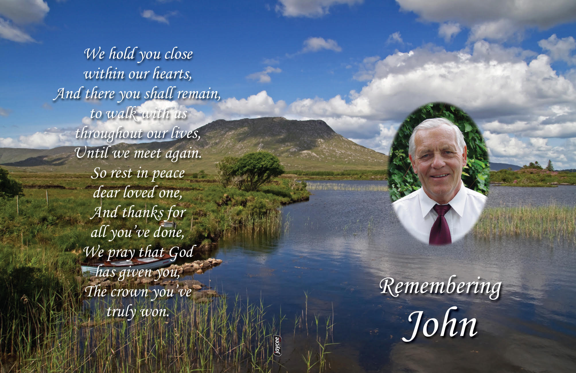 Leading Printing Services Galway - Memorial Card 1 - Jaycee